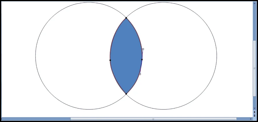 Use the handle bars for the edit points option to fit the shape to the overlapping part of the venn diagram