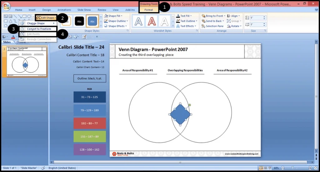 Select your shape, then from the drawing tools format tab, select edit shape and select Edit Points