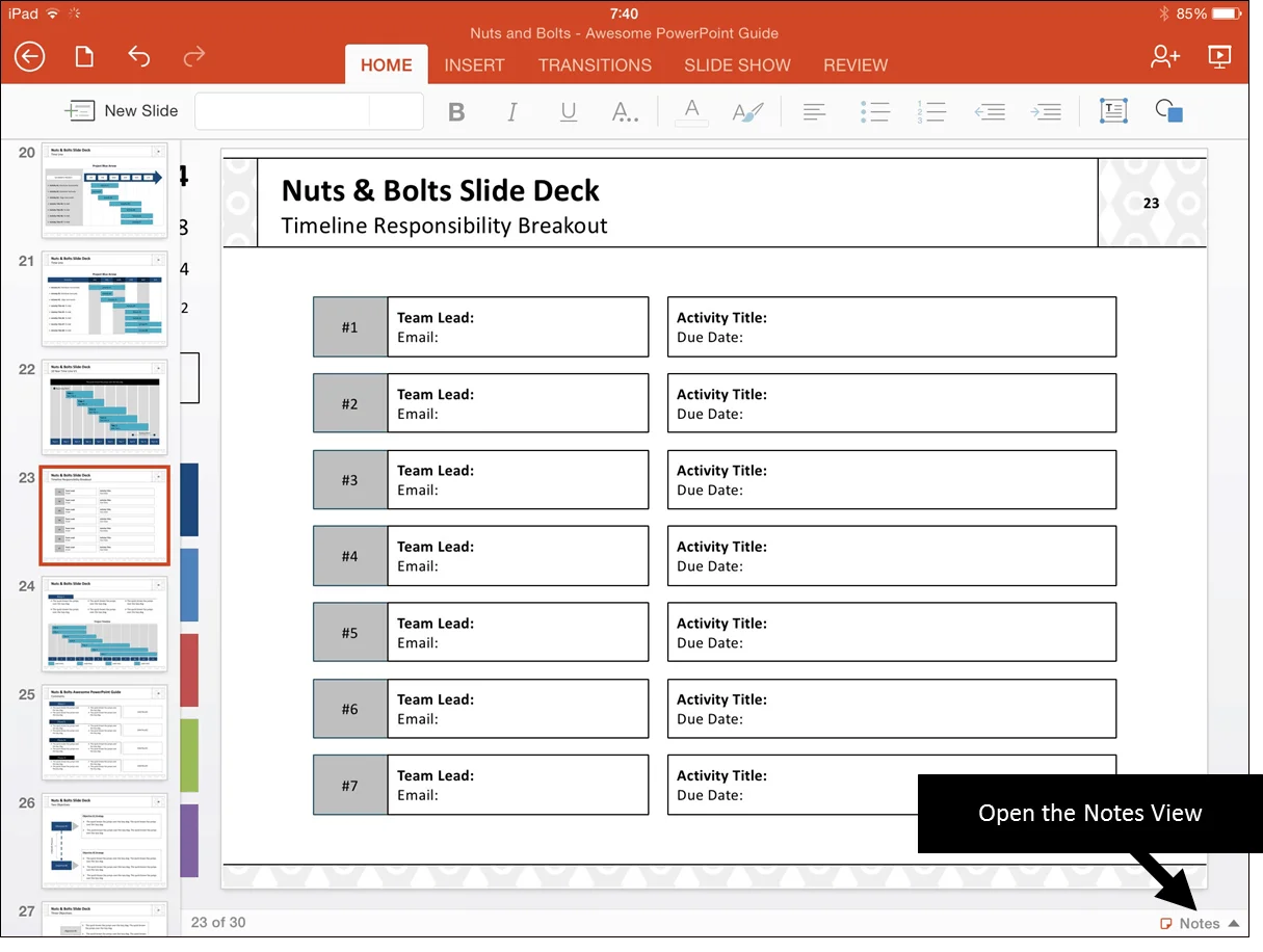 PowerPoint for iPad Notes Pane #1 Opening