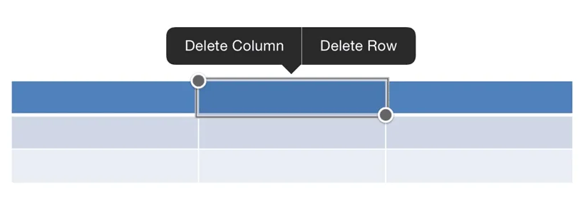 PowerPoint for iPad Table Edit Commands Delete Row Column