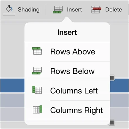 PowerPoint for iPad Table Tab #4 Table Insert