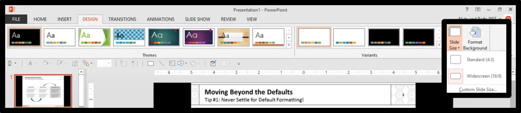 Depending on the size of your pictures, you might need to change your PowerPoint slide size so that all the pictures fit your slide layout size