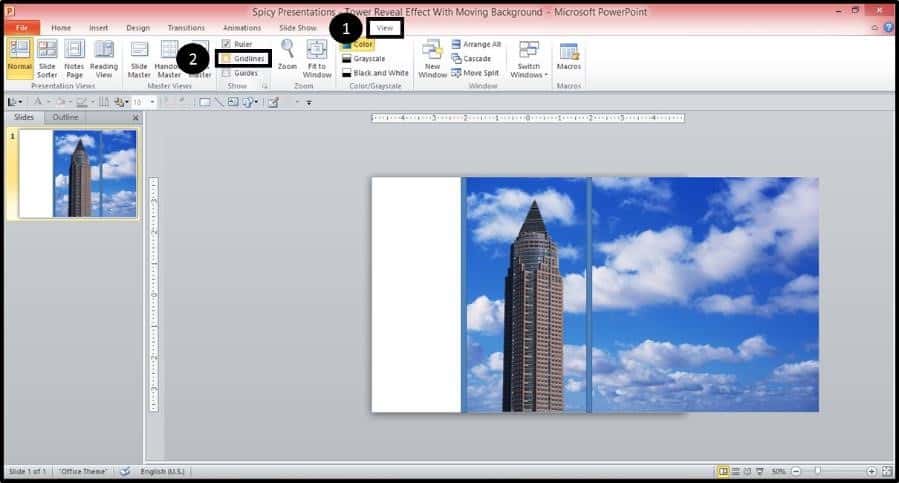 PowerPoint Reveal Animation Trick Part 2 Step #4B - Turn Off the Gridlines