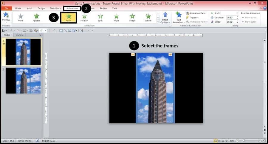 PowerPoint Reveal Animation Trick Part 3 Step #1 - Add the Fly In Animation