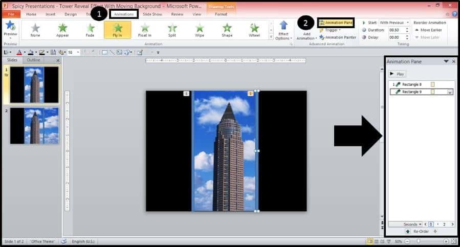 PowerPoint Reveal Animation Trick Part 3 Step #3A - Open the Animations Pane