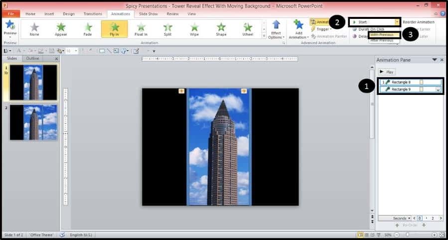 PowerPoint Reveal Animation Trick Part 3 Step #3B - Start With Previous