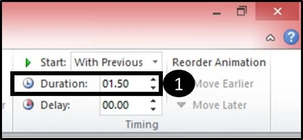 PowerPoint Reveal Animation Trick Part 3 Step #3C - Adjust the duration