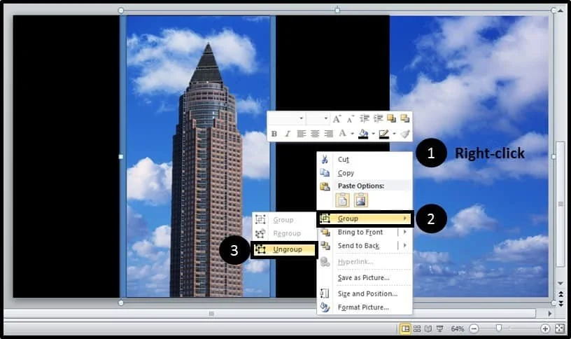 PowerPoint Reveal Animation Trick Part 3 Step #6A - Ungroup
