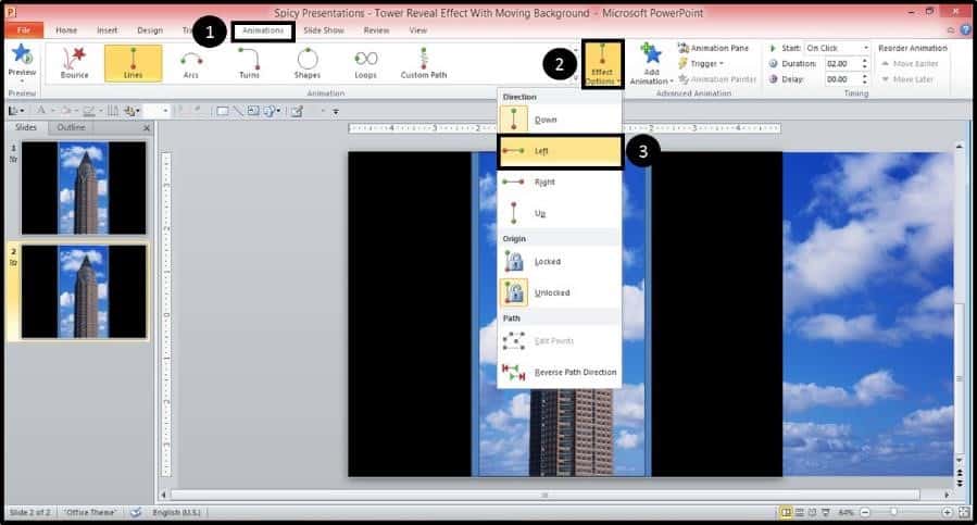 PowerPoint Reveal Animation Trick Part 3 Step #6C - Motion Path Left