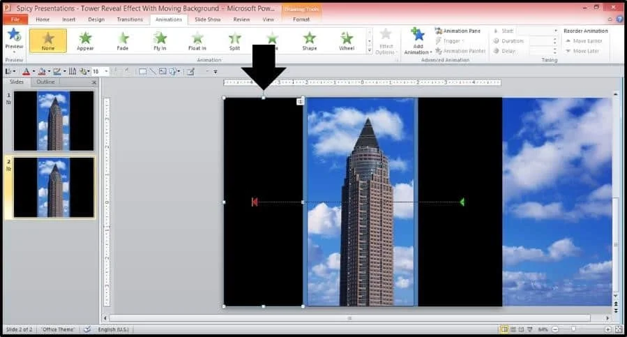 PowerPoint Reveal Animation Trick Part 3 Step #7 - Add a Black Rectangle on the Left