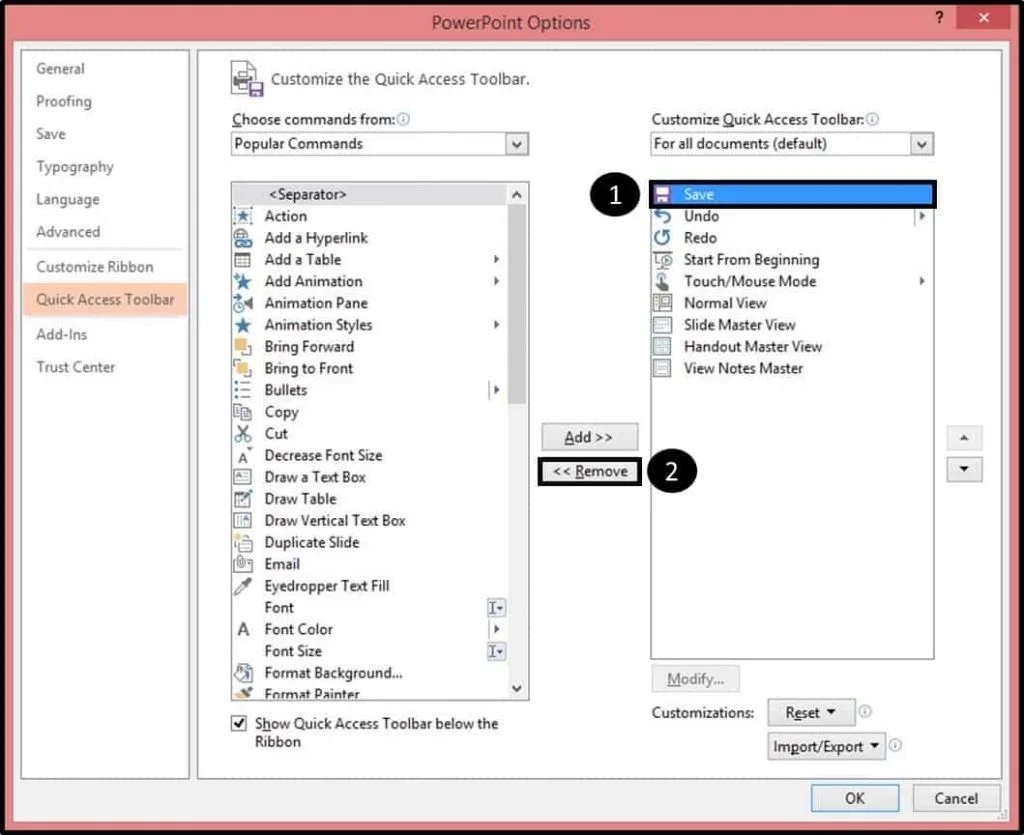 Default-PowerPoint-2013-QAT-Dialog-Box-Removing-Commands