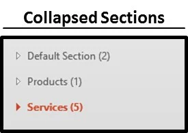 Example of collapsed sections in the thumbnail view
