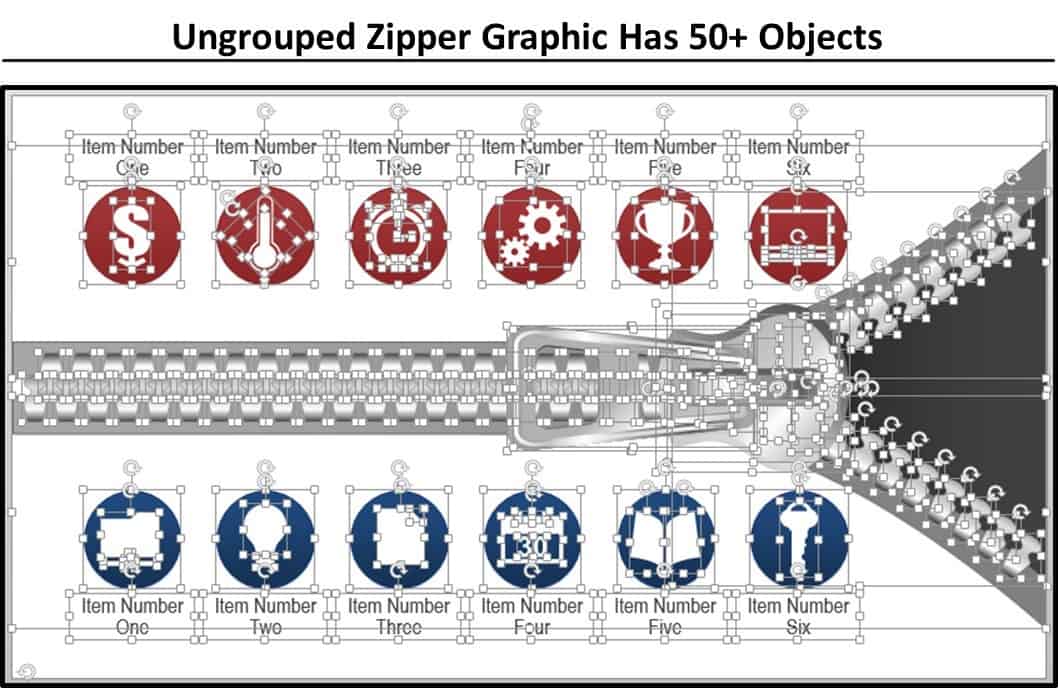 Example of an ungrouped vector graphic with over 50 objects