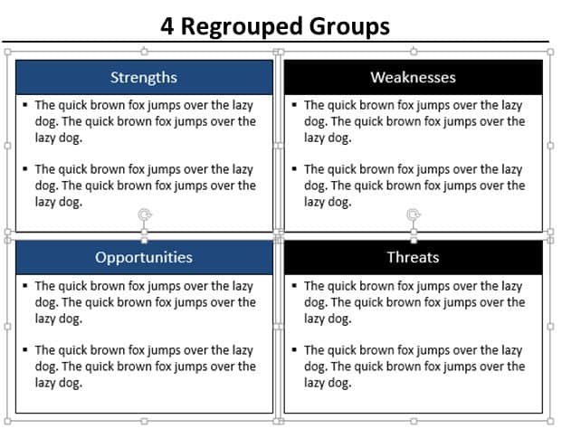 Example of the four rectangles now all regrouped together
