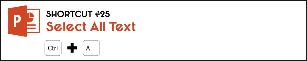 To select all text in a text box or shape, hit the Control key plus the A key on your keyboard