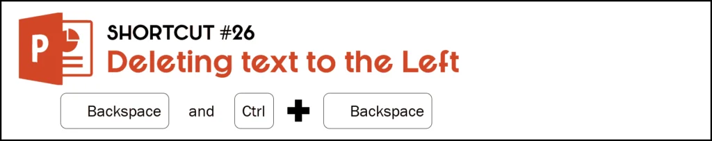 to delete text to the left hit the backspace key, to delete an entire word to the left hit the Control plus the Backspace key