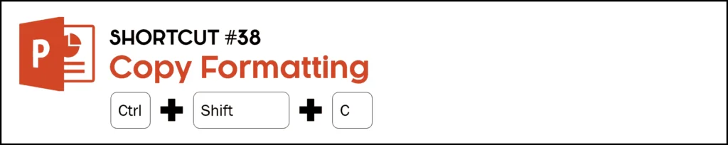 To copy the formatting of an object, hit Control plus Shift plus the C key on your keyboard