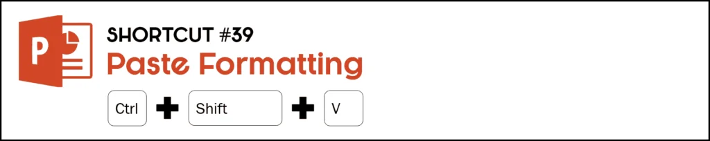 To apply formatting that you have already copied, hit Control plus Shift plus the V key on your keyboard