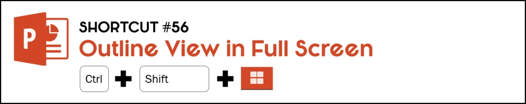To open a full screen view of your PowerPoint outline, hold the Control plus Shift keys and click the slide sorter view icon at the bottom of your PowerPoint workspace