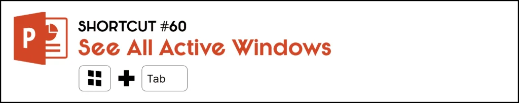 To see all of the active windows you have open on your computer, hit the Windows Key plus the Tab keys on your keyboard