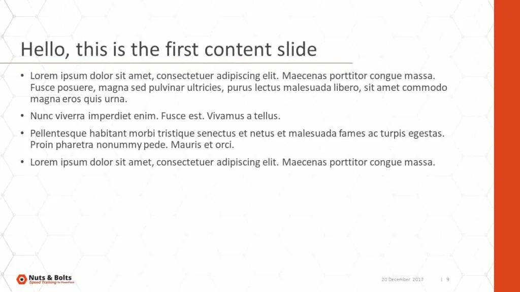Example of a title and content PowerPoint slide layout