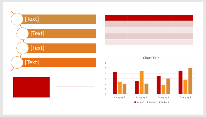 Examples of custom SmartArt styles, Shape styles, chart and table styles