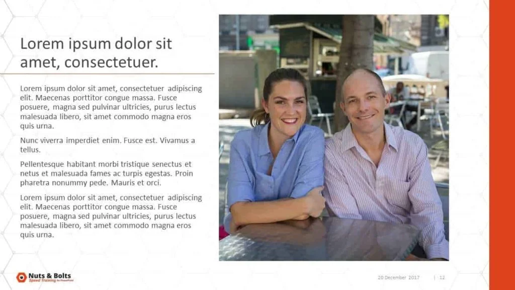 Example of a PowerPoint slide with one column of text and one picture