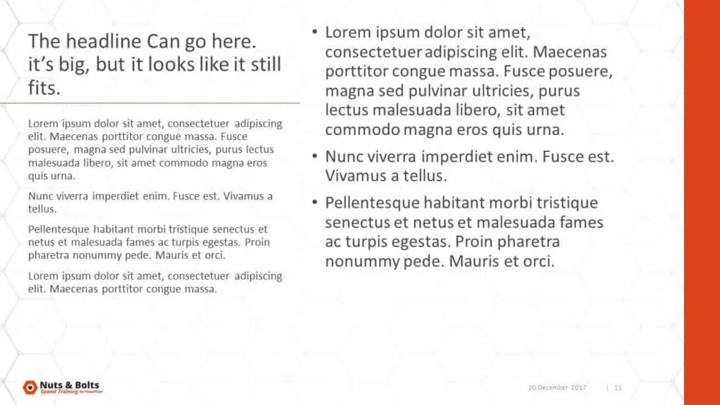 Example of a title placeholder on the left side of a PowerPoint