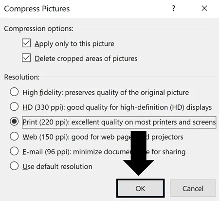 After making your compression selections, click OK