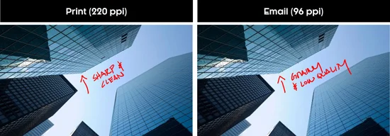 Example picture quality using the Print 220 ppi versus the email 96 ppi in PowerPoint
