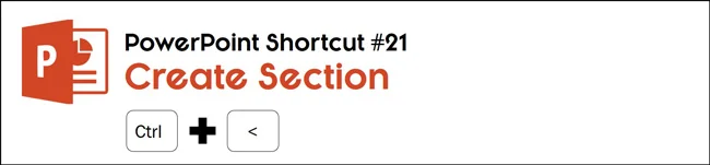 To create a section in PowerPoint, hit control plus < on your keyboard