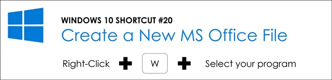 Right click within a folder and hit W to create a new Microsoft Office document