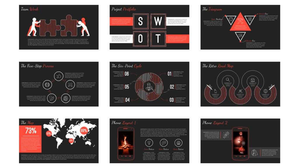 Example flow process slides in the business casual template