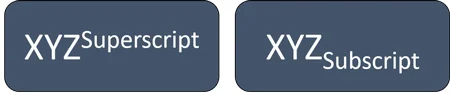 Example of a superscript and a subscript
