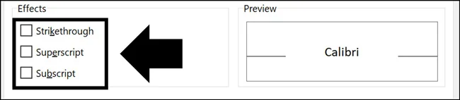 The underlined letters inside the Format Cells dialog box are hot keys for the commands like strikethrough