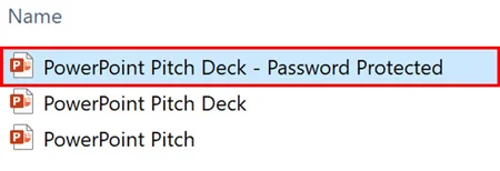 Find and open the password-protected presentation on your computer