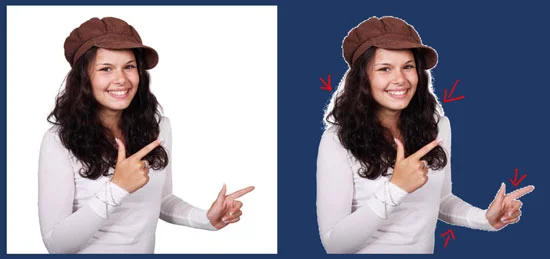 Example of setting a transparent background color when there are lots of details like hair and fingers in the image