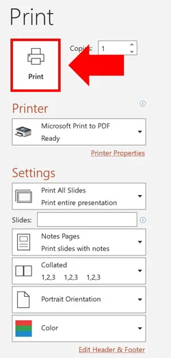 After making your printing selections click Print