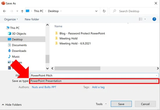 Open the Save As type dropdown in the Save As dialog box