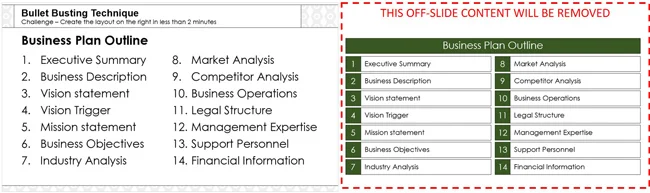 Content to the right of your PowerPoint slide will be converted into the PDF file format
