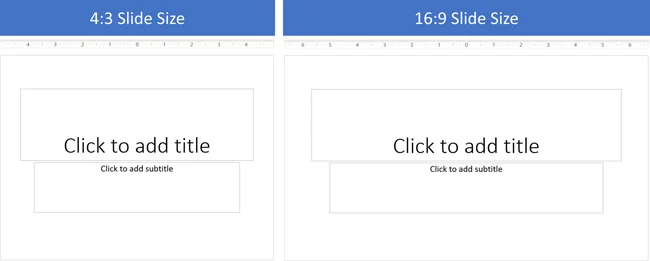 Comparison between the four by three and sixteen by nine slide sizes in PowerPoint