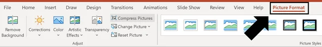 Select a picture and open the Picture Format tab