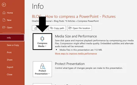 Select the Compress Media command to see your video and media compression options