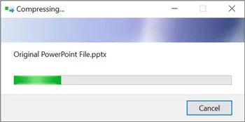 Example of Windows compressing a file in a ZIP folder