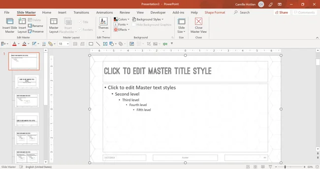 Example of the gradient rectangle on top of the slide background image, making the text easier to read