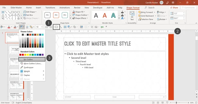 Inserting a white shape with no outline over the slide.