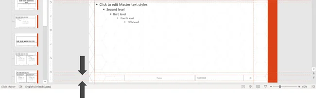 Adding guides to fit around the footer placeholders on your slide.