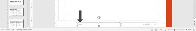Example of the footer text placeholder with its text left-aligned.