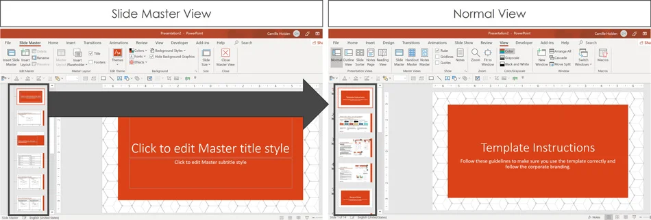 Example of how the Child Layouts are used in the Normal View of your template.