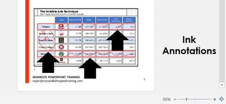 Example of printing ink annotations on your handouts in PowerPoint